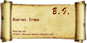 Baron Irma névjegykártya